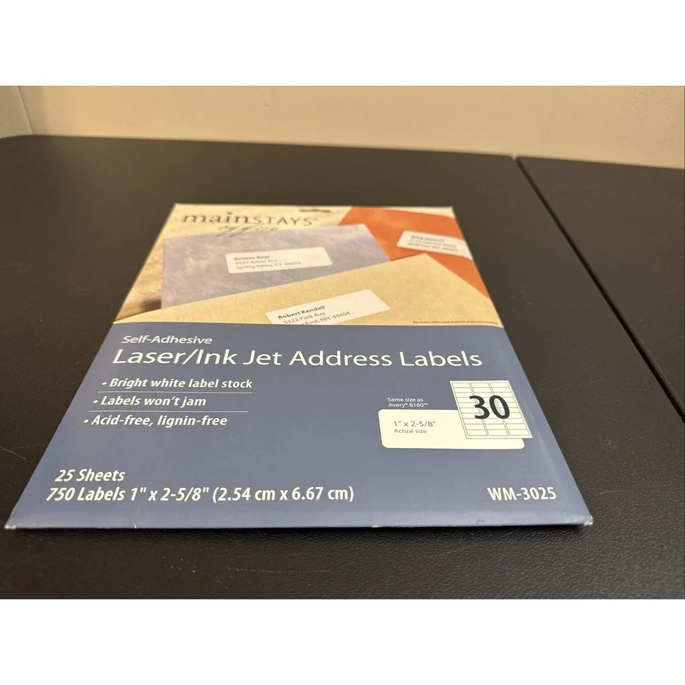 Mainstays Laser/Inkjet Address Labels 25 Sheets 750 Labels